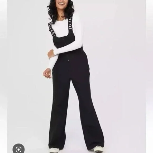 Offline by Aerie Chillside Collection Black Ski Snowboard Overalls Pant Bib - Picture 1 of 14
